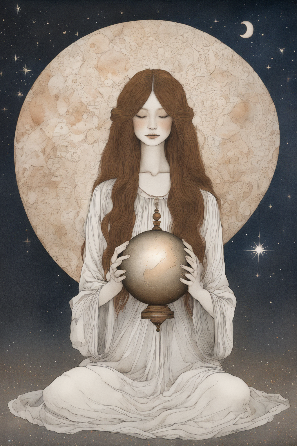 00134-489644097-John Albert Bauer Style - This is a woman sitting on the ground with her arms outstretched, holding a celestial globe in her han.png